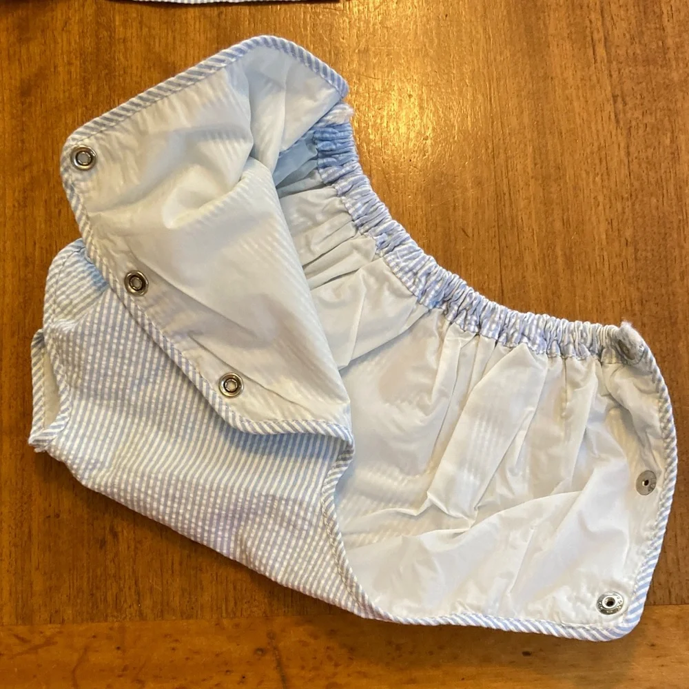 Vintage 60s Two Piece Baby Sailor Suit Blue and White Seahorse 3-6mo - Picture 6 of 11